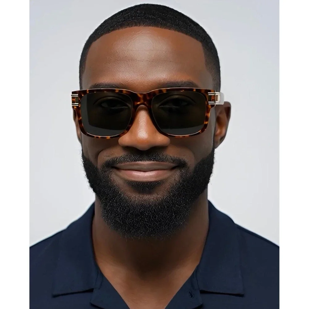 Retro Square Sunglasses Men Women Full Frame UV400 Leopard‎ Print Vintage Shades